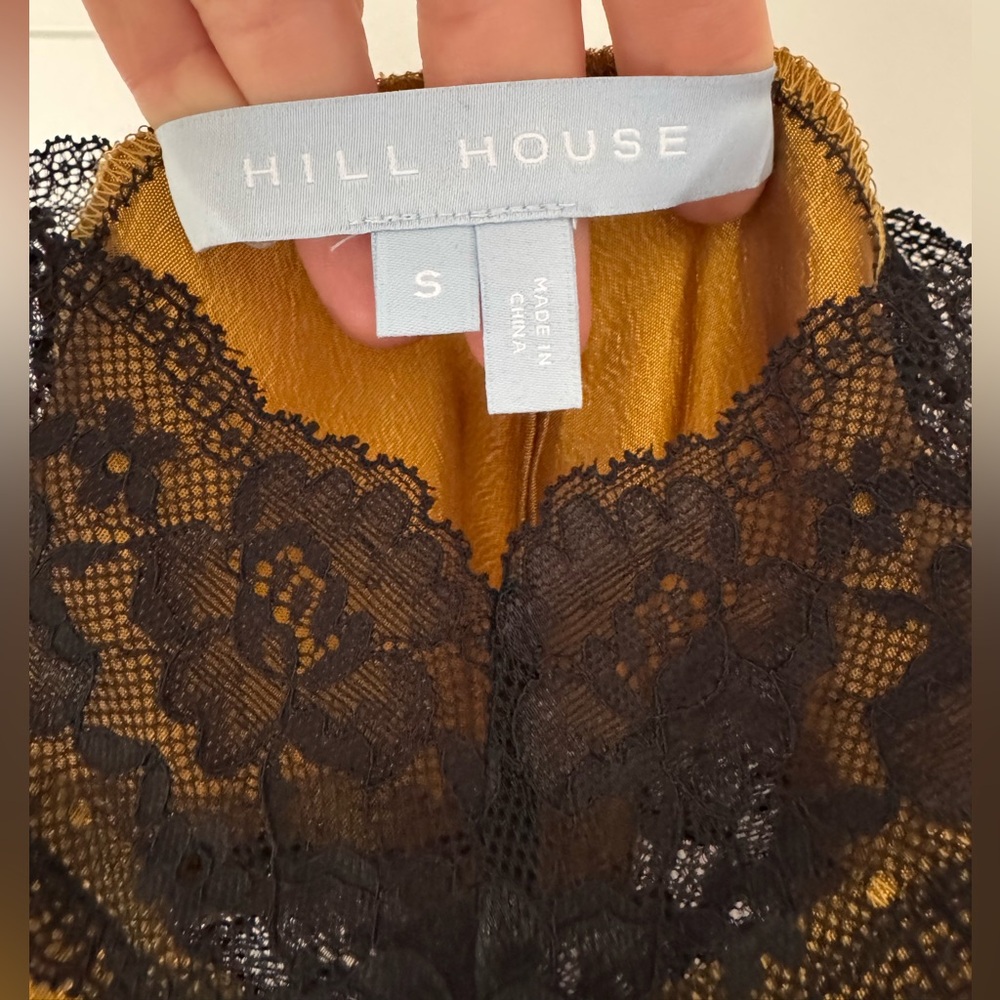 Hill House Home Ida Slip Dress Black Lace Gold Satin Size Small NWOT - Picture 5 of 10